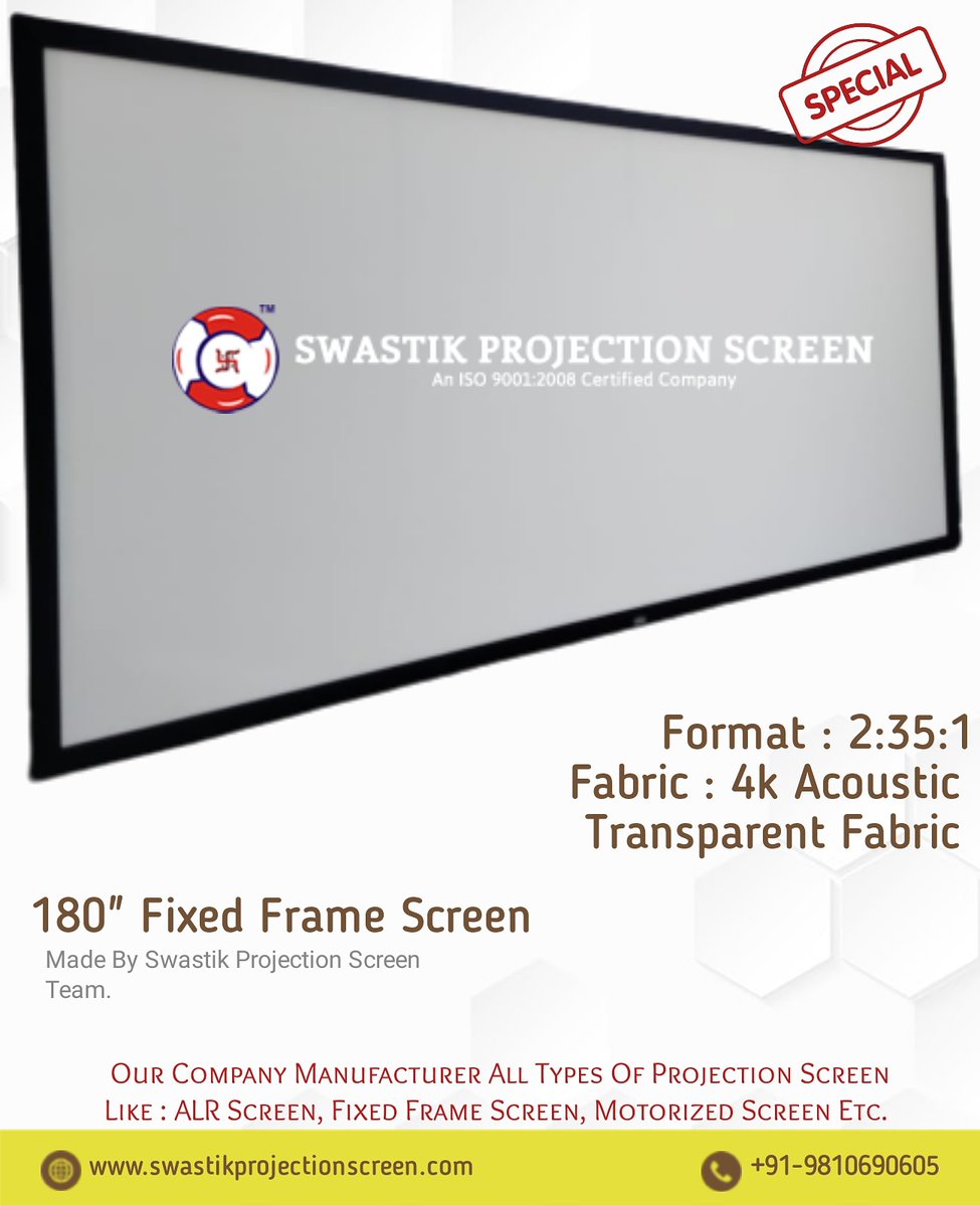 swastikprojects's tweet photo. 180"Fixed Frame Screen
Made By Swastik Projection Screen Team
Screen Specifications :
#Format-2:35:1
#Fabric : 4k Acoustic Transparent Fabric
Contact Us : +91-9810690605
Email I'd : swastikprojectionscreen1@hotmail.com
#Website : https://t.co/Lbfryivxsk https://t.co/7UWPbaJWGa