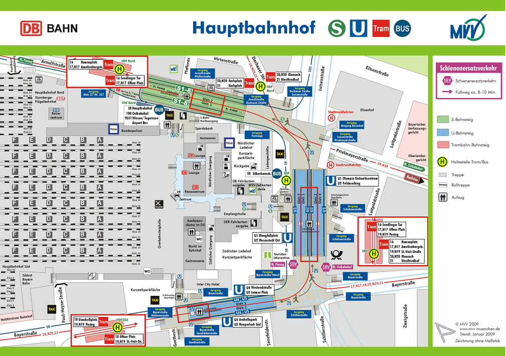 Per exemple, l'estació central (Hauptbahnhof), amb diverses "estacions" diferents dins mateix.