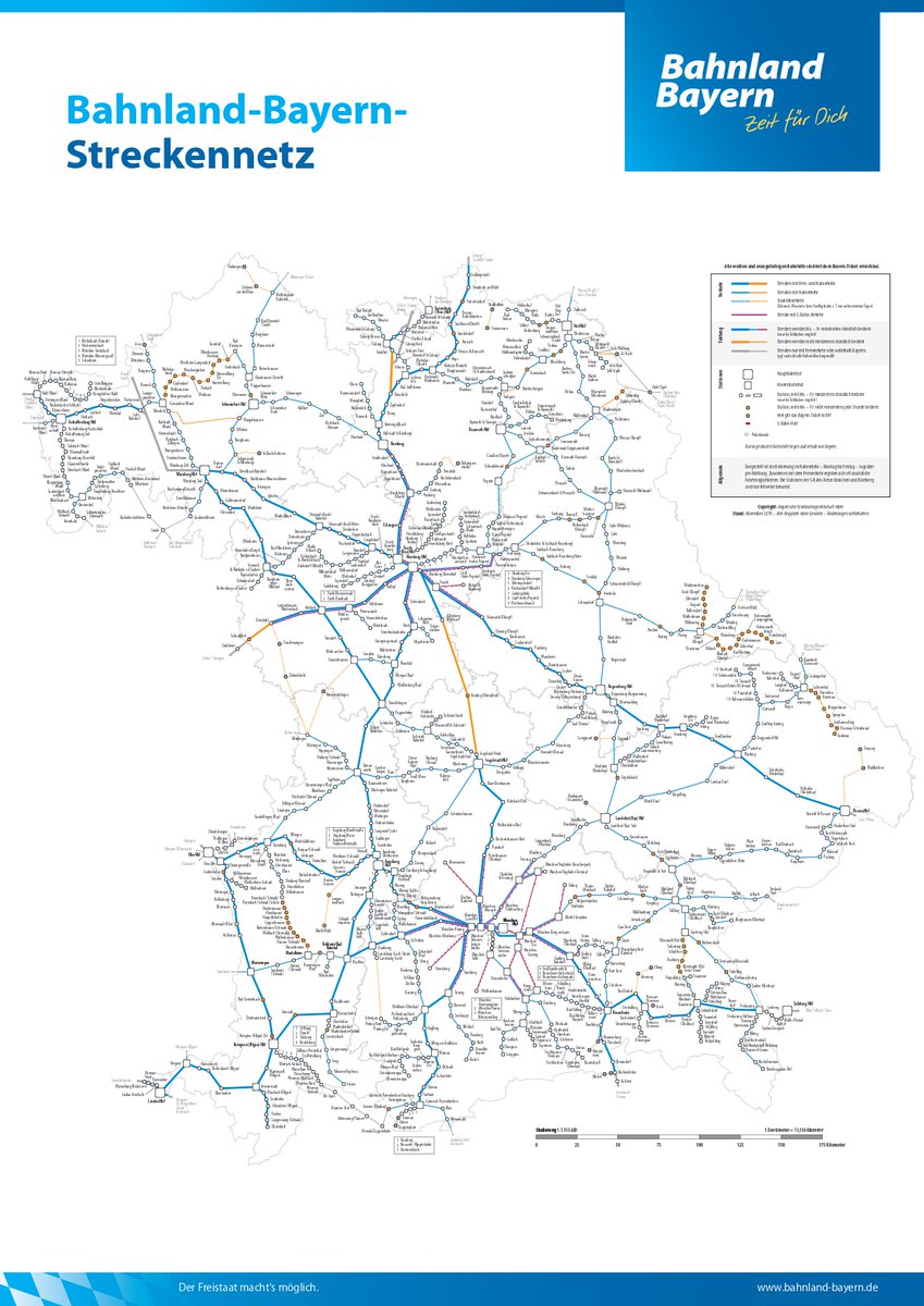 La xarxa de trens regionals també és impressionant, com veieu en aquest mapa. Ràpida, còmoda, vertebradora i amb freqüències cadenciades a totes les línies de la regió de mínim 60 minuts, que en les més importants i durant l'hora punta es redueixen a 30 minuts.