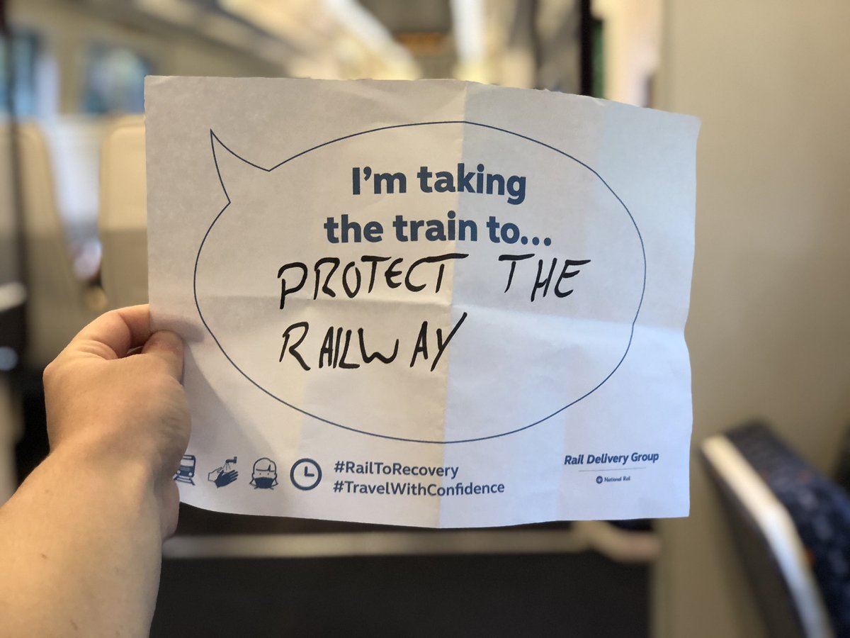 lukebodin's tweet photo. I am taking the train to protect the railway #RailToRecovery #TravelWithConfidence @WestMidRailway @LNRailway @WMRailwayNews @RailDeliveryGrp https://t.co/O9clItf0DR