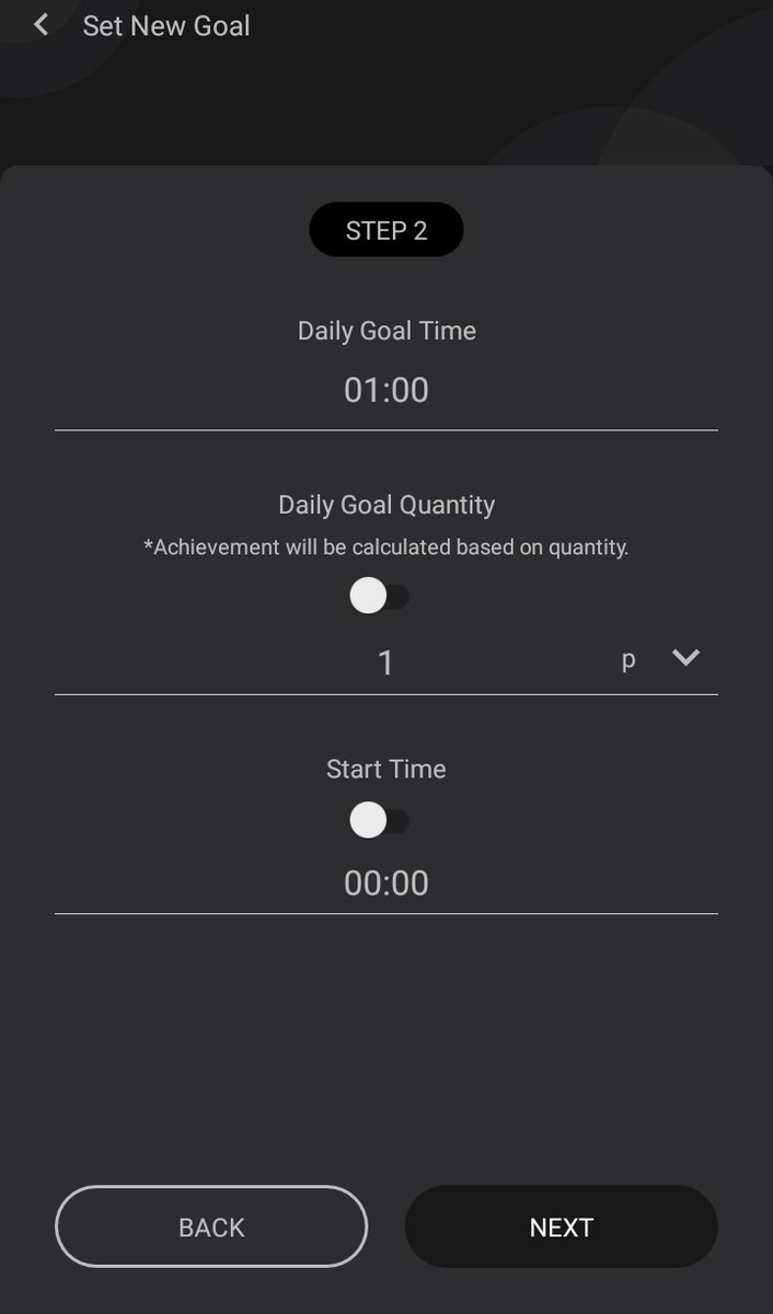 give your goal a title, add it to a group (ex. maths), choose a color, add your daily goal time. if you want you can specify what you want to get done; 5 paged or 1 chapter etc. with start time, if you set it to 13:50 it will send you a notification 5 mins before the goal starts!
