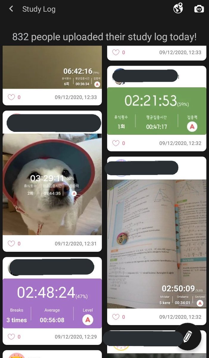study log !! you can basically upload your study time with a picture and earn points!! (will go in depth later) you can only upload a study log if youve studied for more than 2 hrs.