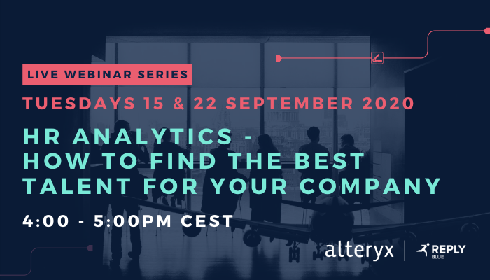 Reply_UK's tweet photo. In this two-part webinar series, #BlueReply and @alteryx will focus on #HRAnalytics. Join them on 15 September to learn how #MachineLearning can help you identify the most suitable candidates for your company: https://t.co/Ch7RNQaOFC
#ML #TextMining #PredictiveAnalytics https://t.co/c22qC3uXjI