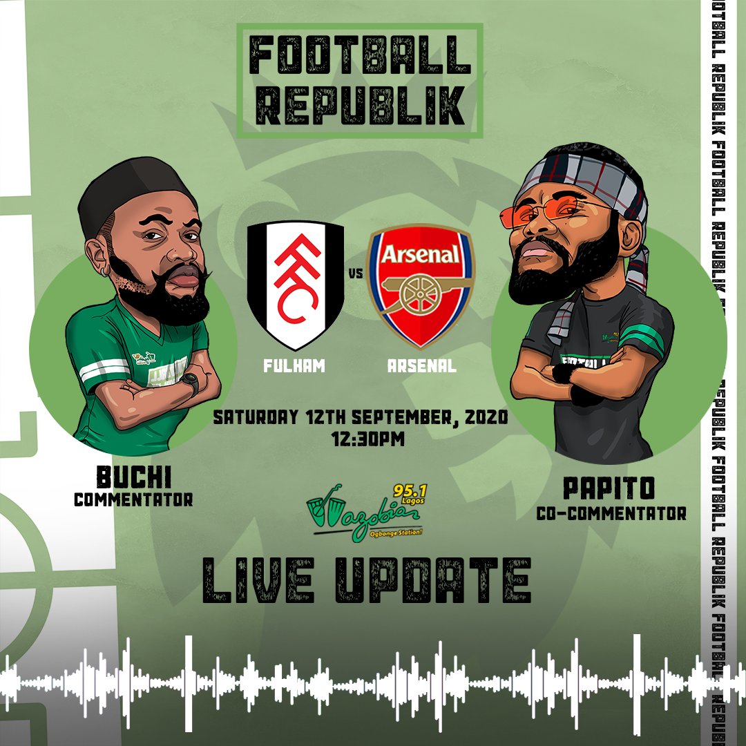 Wazobia_FM's tweet image. The carpet grass is greener!!!

@premierleague is back!!!

#therepublikans don ready to blow whistle to start the game

Ontop the #premierleague fixtures: @fulhamfc X @arsenal

Ontop the #pidgincommentary: @Buchi_Laba  X @papitowazobiafm don standa gidigba

Are you readyyyyy!!!!!