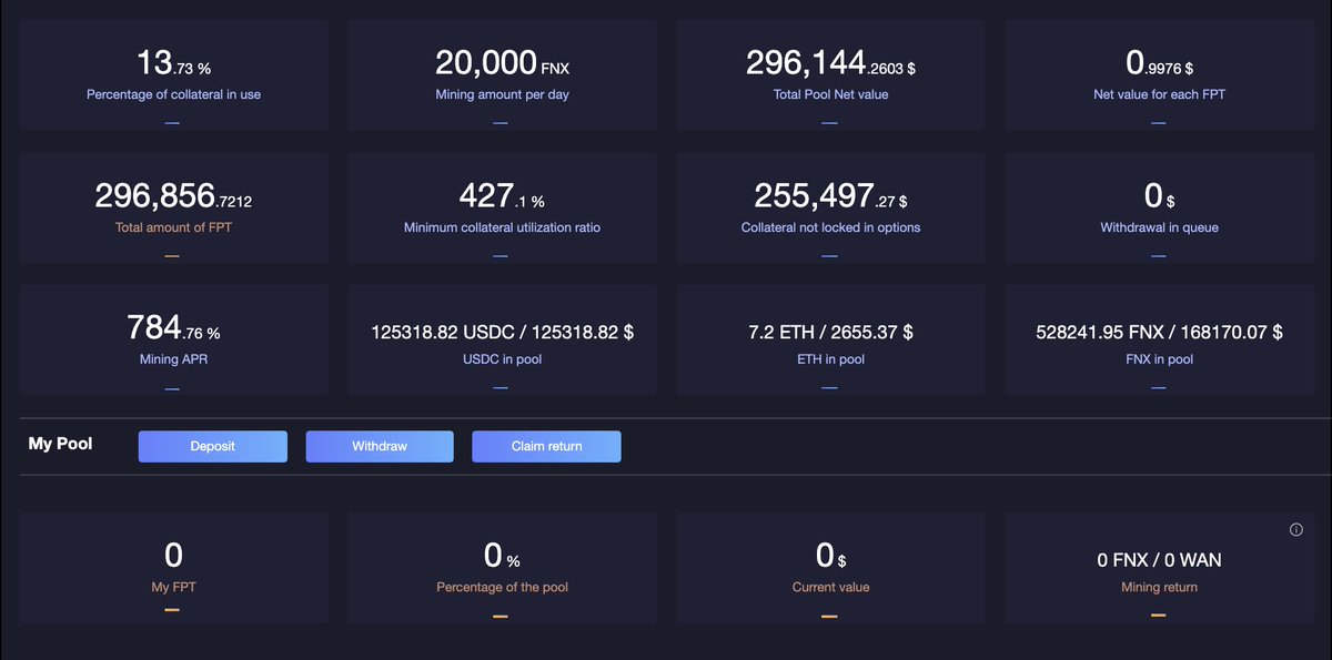 Phoenix__PHX's tweet photo. Here's a sneak peek at the Liquidity Pool dashboard for our MASP #DeFi options model running now on #Ethereum Rinkeby testnet.

You'll be able to stake your $ETH $USDC &amp; $FNX and mine $FNX

Go break it on testnet &amp; earn bounties: https://t.co/oNeZbfP9cN https://t.co/jMkwMqWGzl