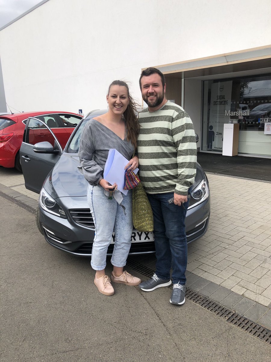 MarshallVolvo's tweet photo. Here’s Mr &amp; Mrs Curtis with their new V60 from Lee Hyland @MarshallVolvo #Grantham. Congrats! #marshallmoments https://t.co/RN8Ux6X6NV