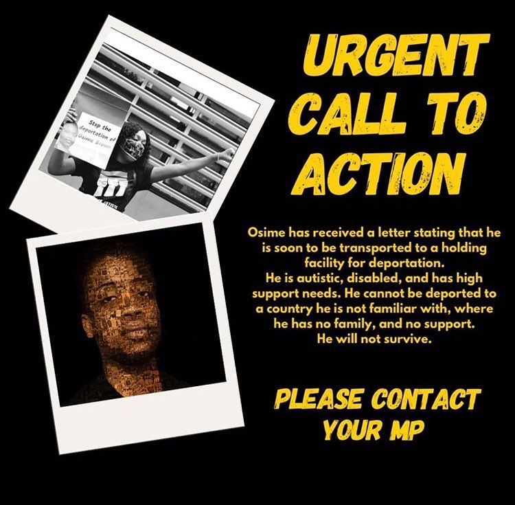 #OsimeBrown has now informed that he will be detained in a detention centre, on the 7th October. He is now left distraught and frightened, they are trying to crush and destroy him, giving no concerns to his underlying health conditions and state of mind. 

See more below 👇🏼