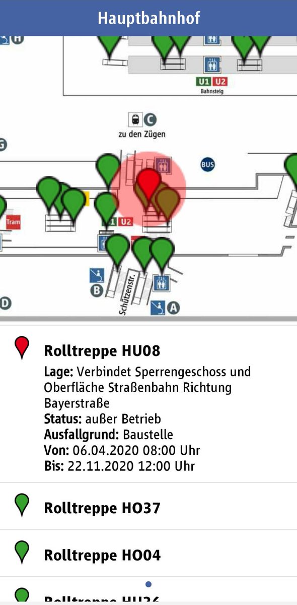 També en format App: en el cas de la MVG (equivalent a TMB), per exemple, a banda d'integrar totes les sortides en temps real, s'hi inclouen mapes de les estacions, amb totes les escales mecàniques i ascensors per informar de si algun està avariat i la previsió de reparació.