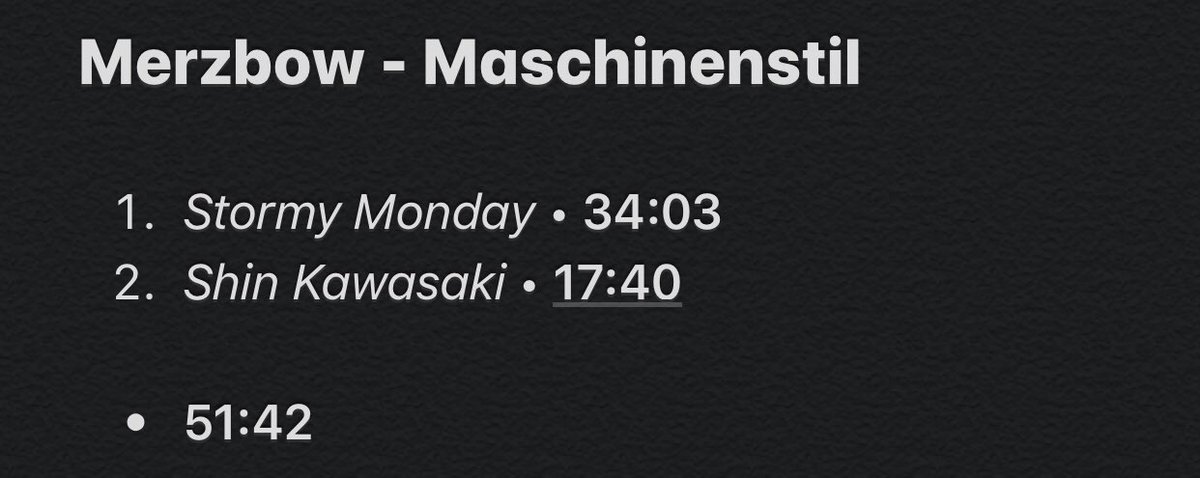 20/107: MaschinenstilWay more interesting than the last one. It’s more messy, more "alive". There are pan effects (especially at the beginning), melodic appearances, repeated figures, drums (especially in second track) etc... which give the album a captivating side.