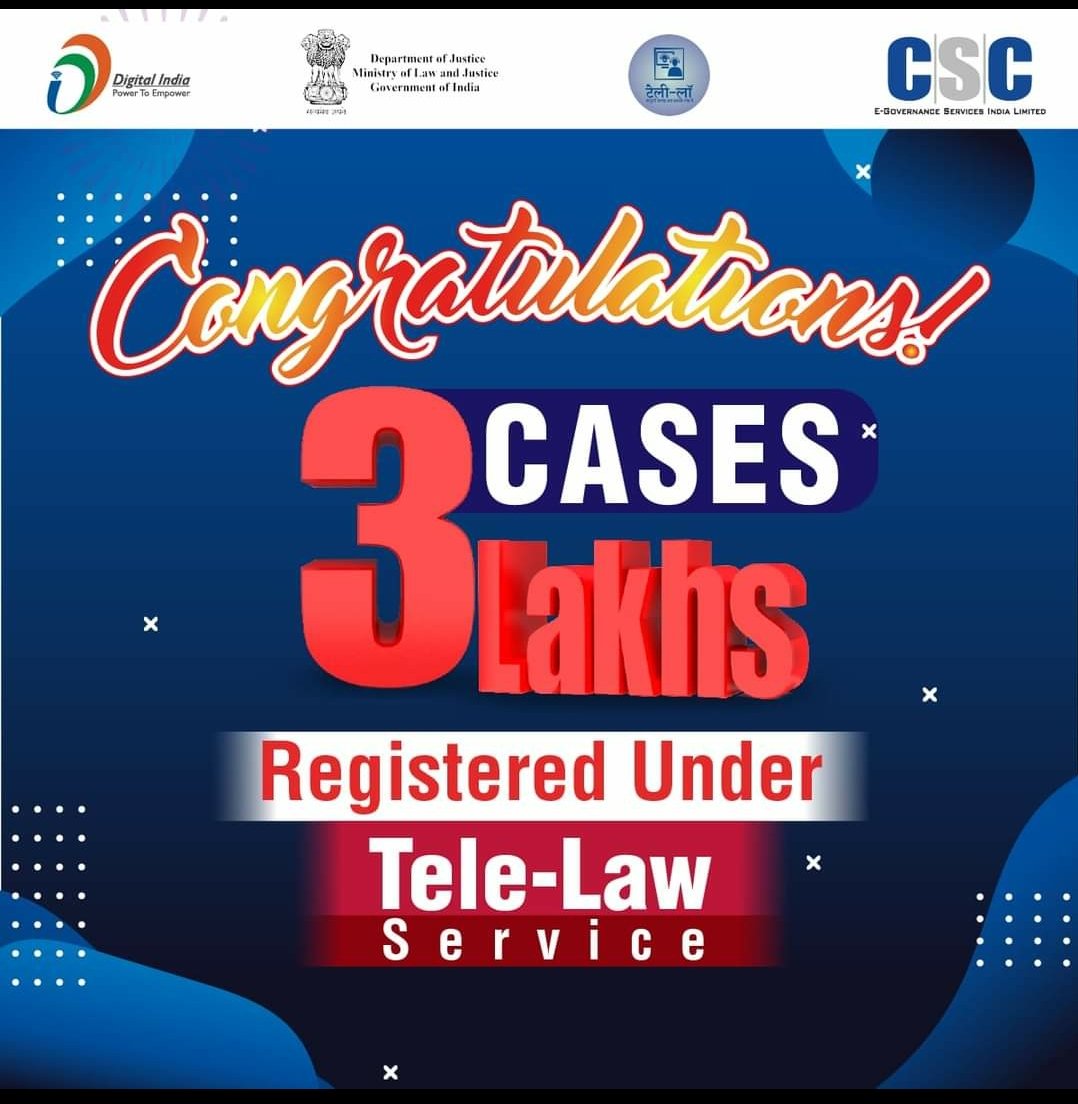 NAVINSI79867358's tweet photo. #CommonServicesCenter
Congratulations,3Lakh Cases Registered Under#TELELAW Services Through
#CSC
#Digitallndia
#TransformingIndia
#TELELAW
#DIGITALINDIA https://t.co/sXdNcpu1FZ