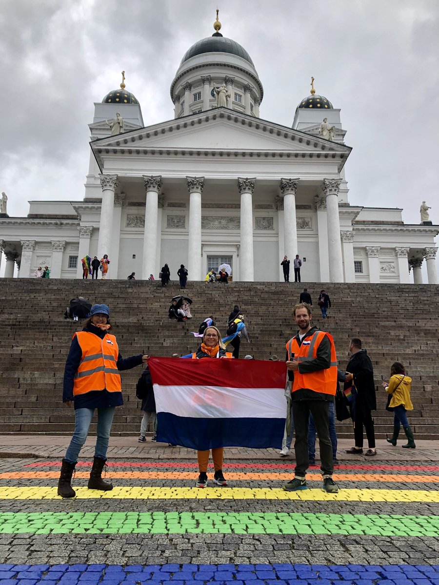NLinFinland's tweet photo. ����️🌈 The rain didn’t stop us. Embassies and diplomats participating in the @helsinkipride walk. #helsinkipride2020 #equality #diversity #imwithpride ❤️🧡💛💚💙 https://t.co/Kbf1kcFa2r
