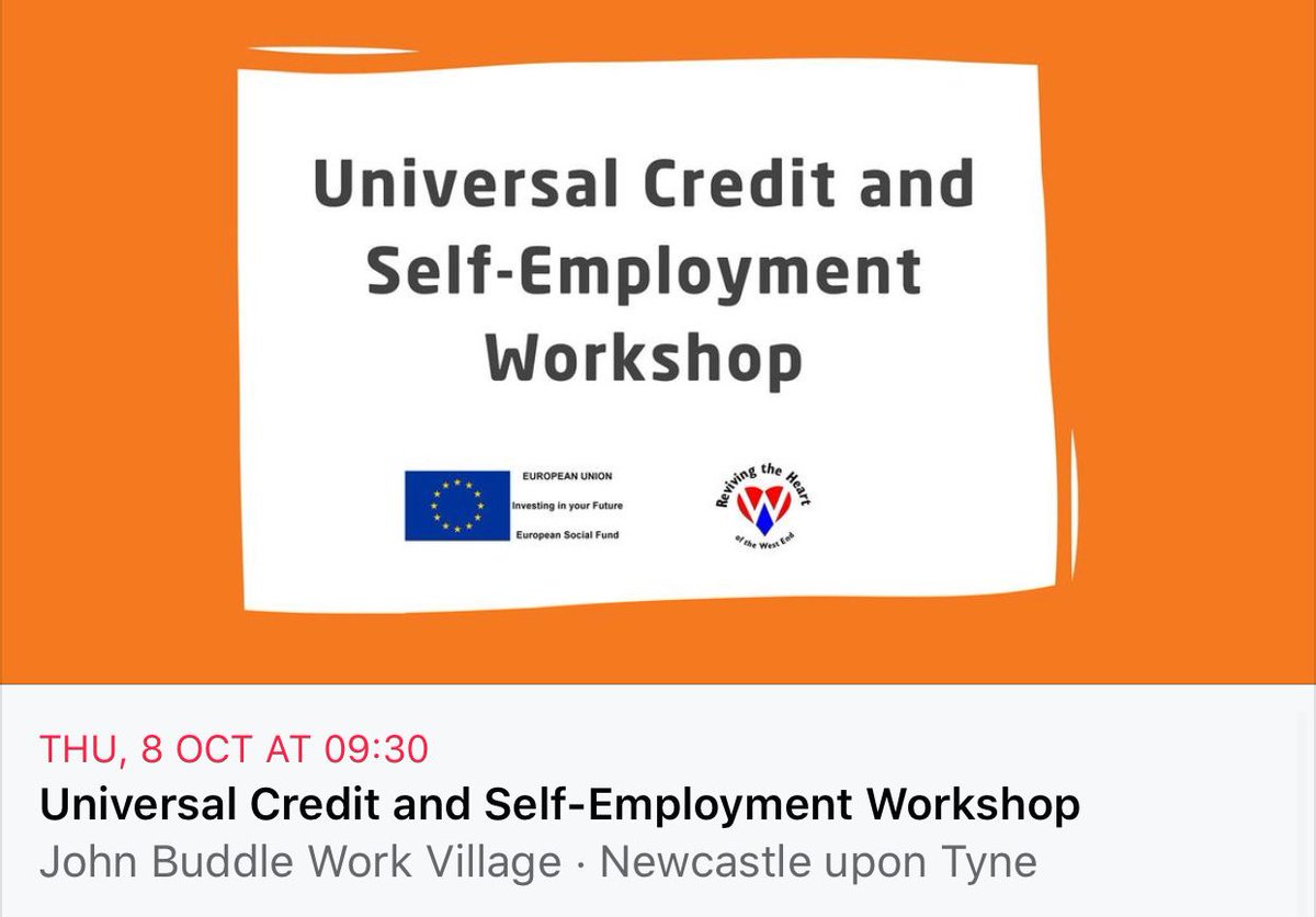 For those concerned about #UniversalCredit and their self-employment goals, this three hour workshop delivered by <a href="/CleanSlateFWS/">Clean Slate</a> will ensure understanding and practical information is provided on how to navigate the system and keep your finances in line with <a href="/DWP/">DWP</a> requirements. 😃