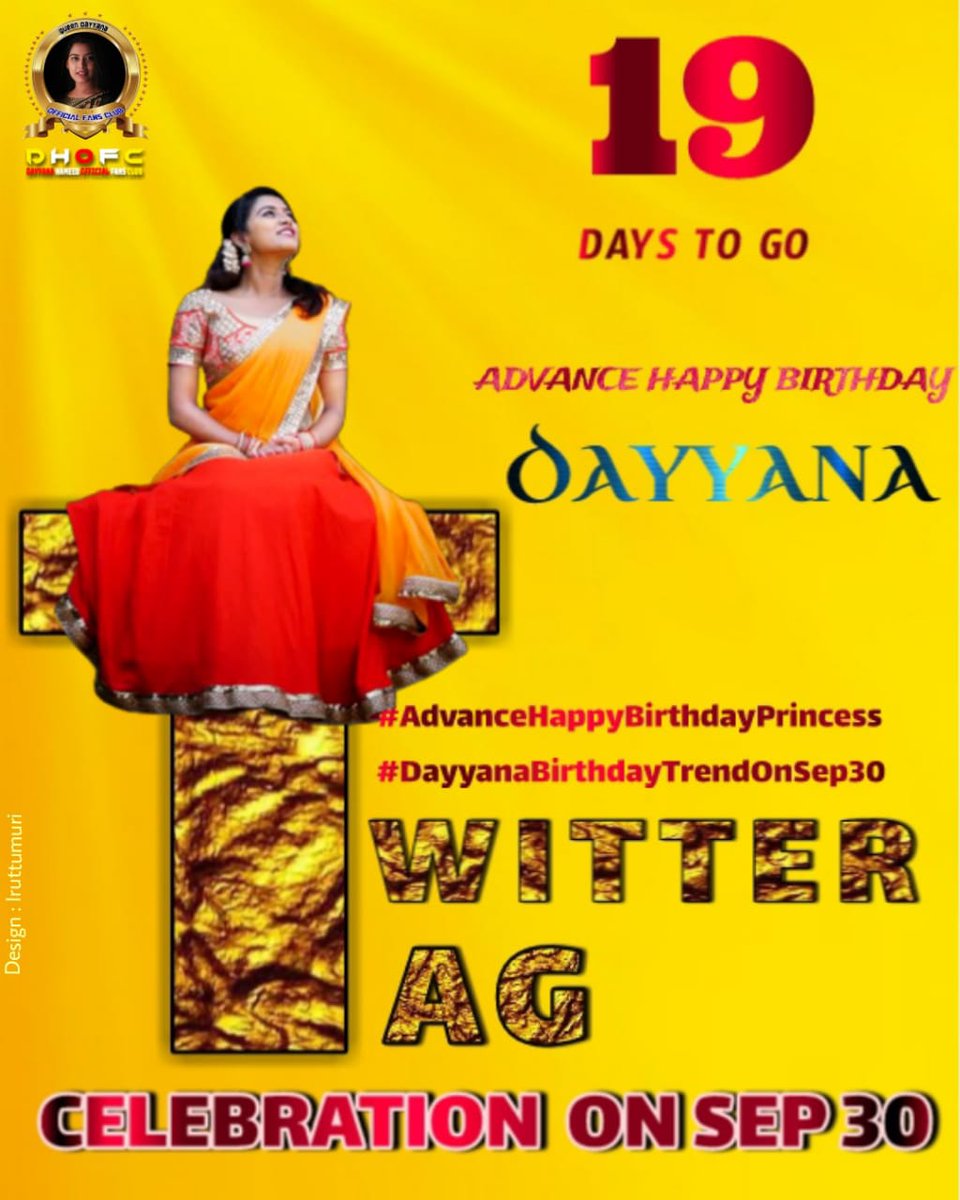 Dicruze5's tweet photo. 19 Days To More For Our Princess's Birthday 🎉🎊

#AdvanceHappyBirthdayPrincess 💙

#DayyanaBirthdayTrendOnSep30 🌟

Get Ready Guyz For This Tag Celebration 🤩🤙🏻 https://t.co/g2qWVnX7e9