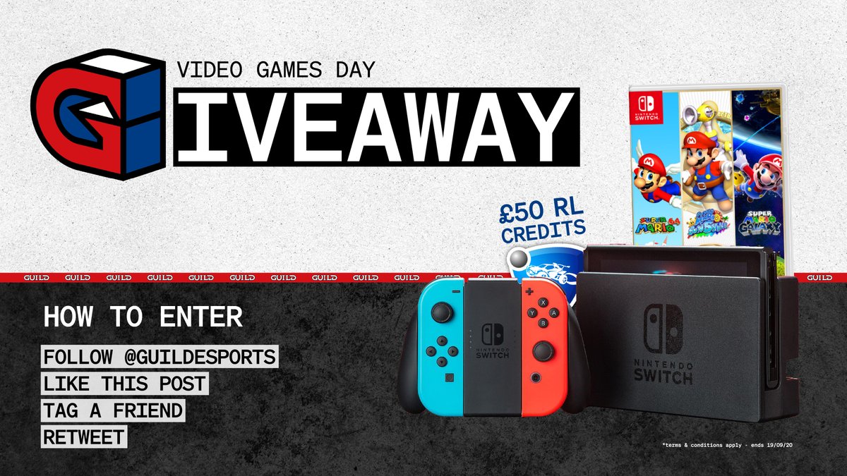 guildesports's tweet photo. Ask and you shall receive 👀

We're giving away a Nintendo Switch, Super Mario 3D, and £50 worth of @RLEsports credits to celebrate #VideoGamesDay! 😲

You know what to do 👇 https://t.co/O9jttlR6I5