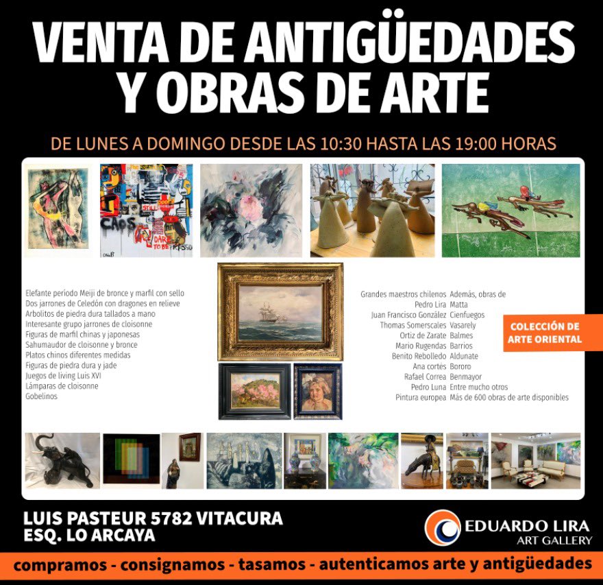 Hoy, mañana y la próxima semana completa te estaremos esperando en Luis Pasteur 5782, Vitacura... No faltes!!! - Diario El Mercurio - Cuerpo C #eduardoliraartgallery #liraartgallery #antiguedades
