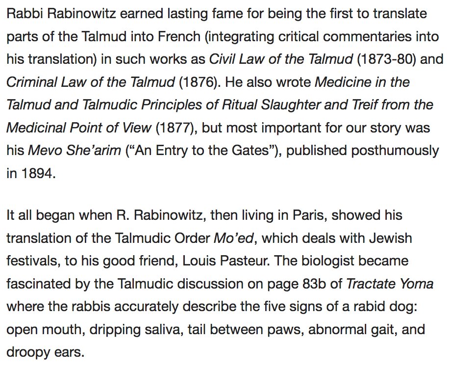 179) “It all began when R. Rabinowitz, then living in Paris, showed his translation of the Talmudic Order Mo’ed, which deals with Jewish festivals, to his good friend, Louis Pasteur.”