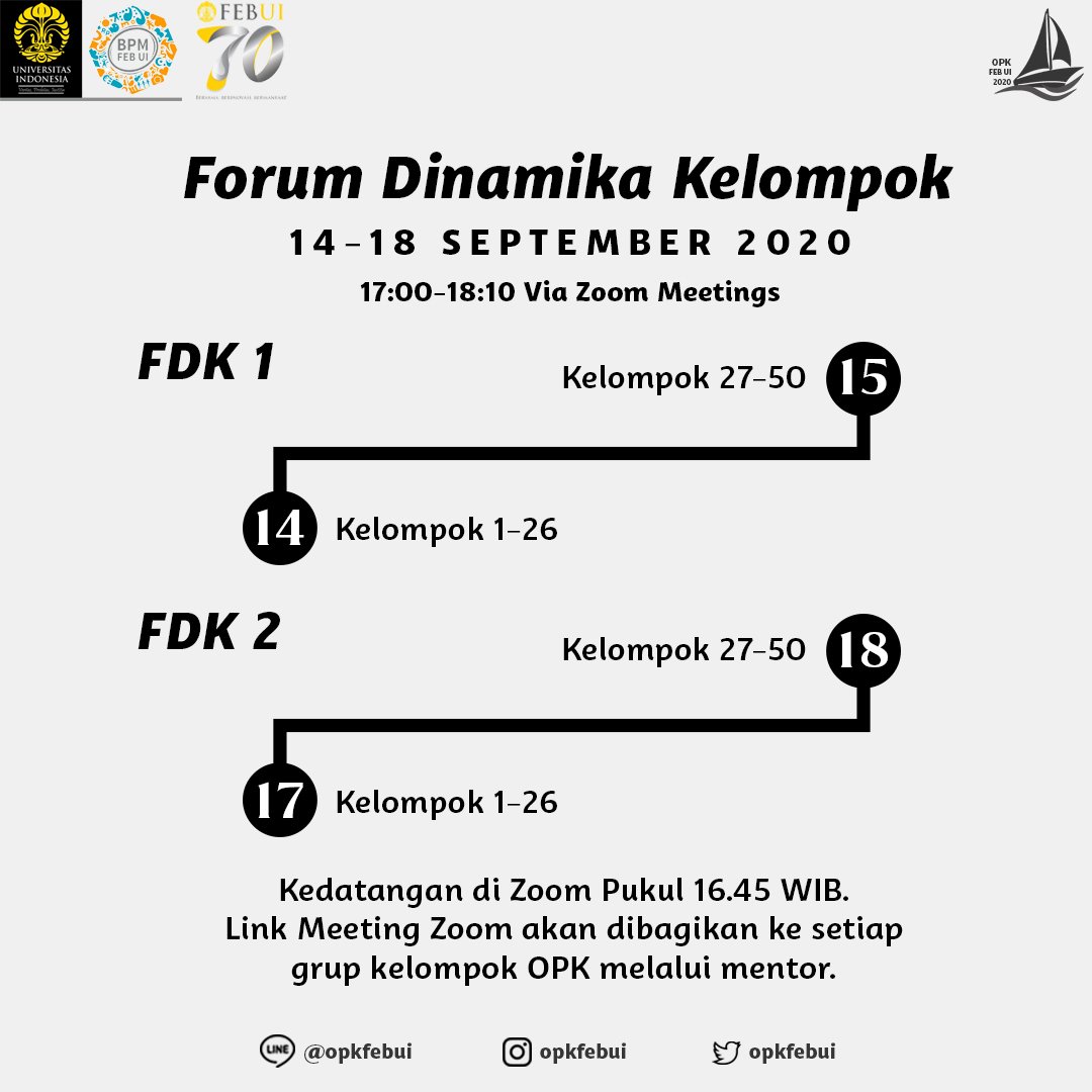 FORUM DINAMIKA KELOMPOK

Sebuah program telah dipersiapkan untuk melatih daya kritis FEB UI 2020. Kunjungi Line OA kami untuk mengetahui lebih.

Line OA: @opkfebui
Instagram: @opkfebui
Twitter: <a href="/OPKFEBUI/">OPK FEB UI 2022</a>

OPK FEB UI 2020
#MerangkaiLangkahMenujuEksplorasi