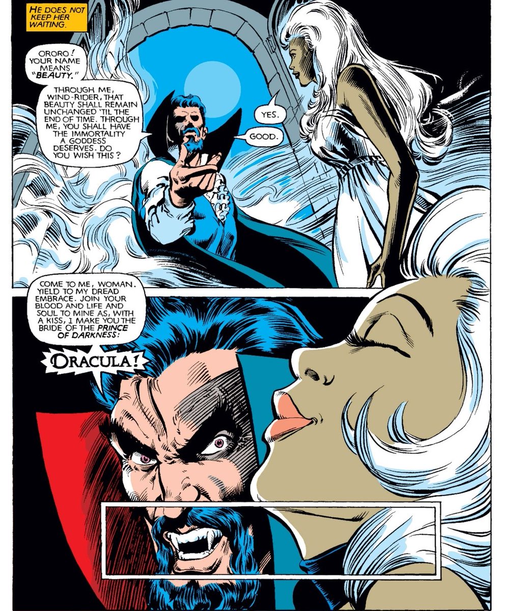 X-Men does this a lot: from Loki/Dracula/Doom making Storm their consort (often undressing and redressing her off-panel in the process) to Caliban’s attempted marriage to Kitty (including a dressing/redressing) to Moonstar being subdued via forced orgasm. 5/8