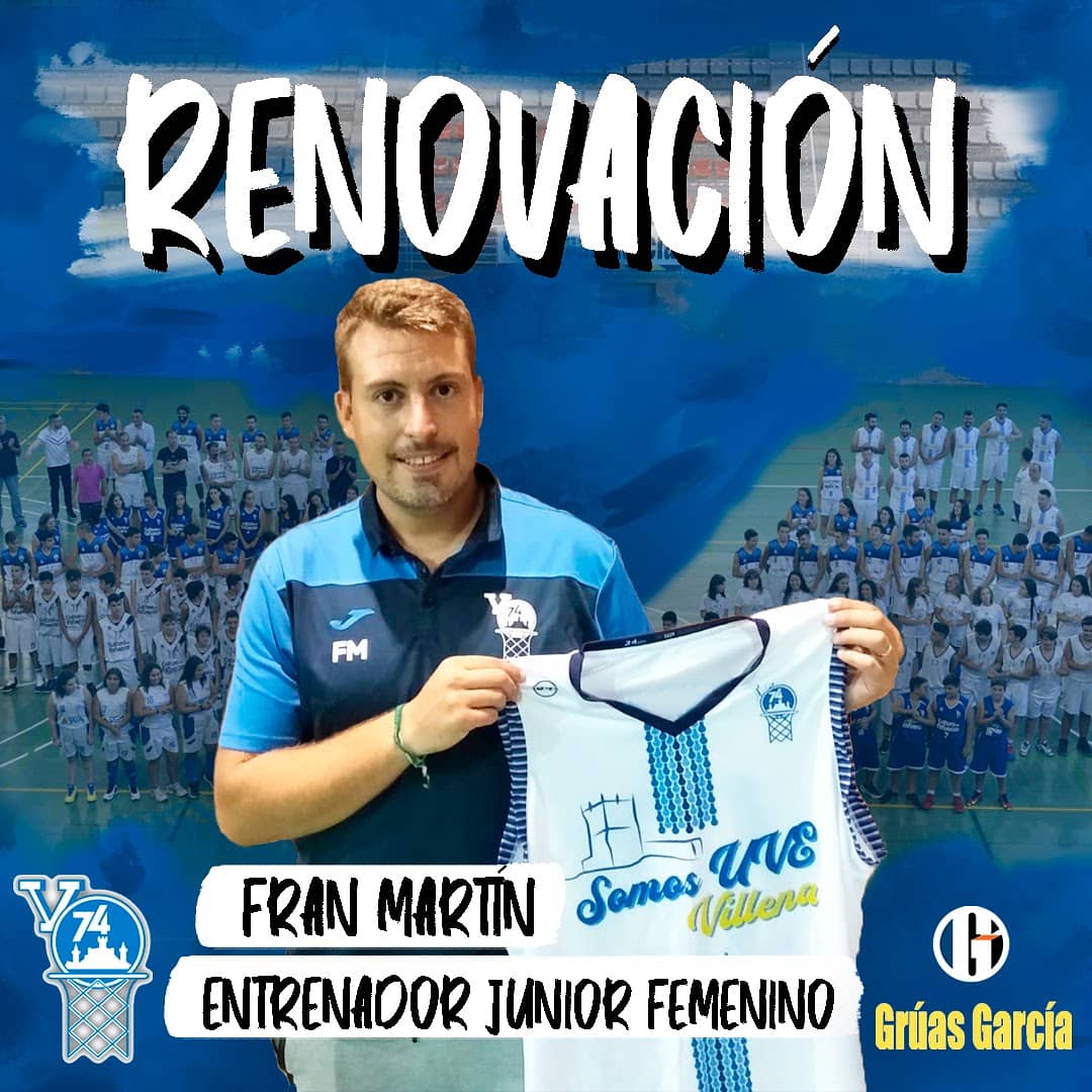 V74Villena's tweet photo. ❗❗ Fran Martín RENOVADO ❗❗

Equipo:
Junior femenino ✅

Fran, que ya dirigió durante la temporada pasada a nuestro junior femenino, RENUEVA un año más con nosotros y seguirá al mando de nuestras junior 😍💃🏻🔝

¡¡ Mucho ánimo Fran !! 💪🏀👏 

#somosuve 💙🤍 https://t.co/5DRv79vbpi
