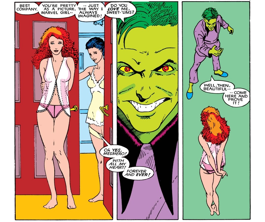 Again and again in comics, women are taken, stripped of their power by a male figure who lusts after them and who (as a villain) would take the next step to sexual assault were it not for the intervention of the hero who saves the damsel in distress. 3/8