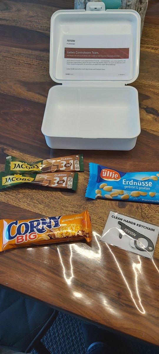 cwpkiehn's tweet image. Nice surprise in the mail today! A nice care package for the @ControlwareDE vSecurityDays next week, 17./18.09.2020. Many thanks to @Arrow_ECS_DE and @Fortinet!

#contolware #vsecdays #securitydays #arrow #fortinet #itsecurity #cloudsecurity #virtualexhibition @FortinetPartner