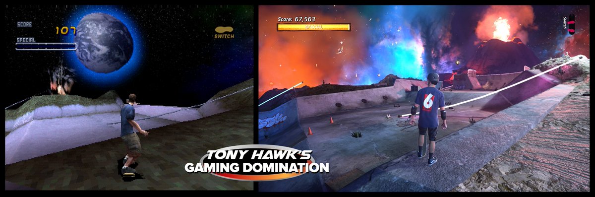 THGDBook's tweet photo. Today's comparison is Tony Hawk gazing over Skate Heaven.  Vicarious Visions eschewed the world in the distance for a bright, vibrant, lively rendition of heaven itself. This game looks spectacular! #THPS12 https://t.co/2DoHaFAjbo