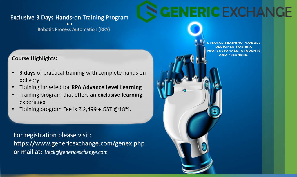 GenericExchange's tweet photo. TIME MARCHES ON!

Gen Ex Learning is all set to roll out its first all-exclusive workshop on Robotic Process Automation on Sep 15.

2 days to go until the future of work is unveiled. 

Have you signed up yet?

What are you waiting for?

Register: https://t.co/ATEgvHJzVs https://t.co/ctc0wndl98