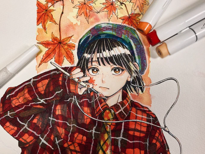 秋色に染めて、

#ohuhuイラコン 
参加致します?? 