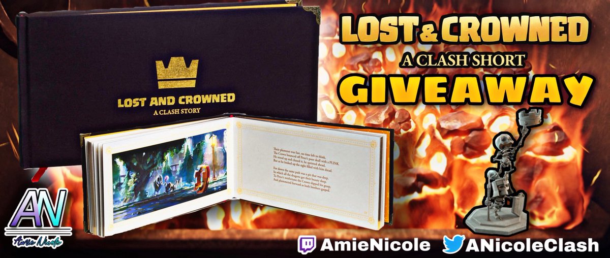 In honor of Subtember and the new Clash Short “Lost and Crowned”, I will be giving away one Lost and Crowned art concept book! These are RARE, so RETWEET and sub on Twitch for your chance to win! New subs are only $3.99 this month!  Winner drawn on 9/20. twitch.tv/products/amien…
