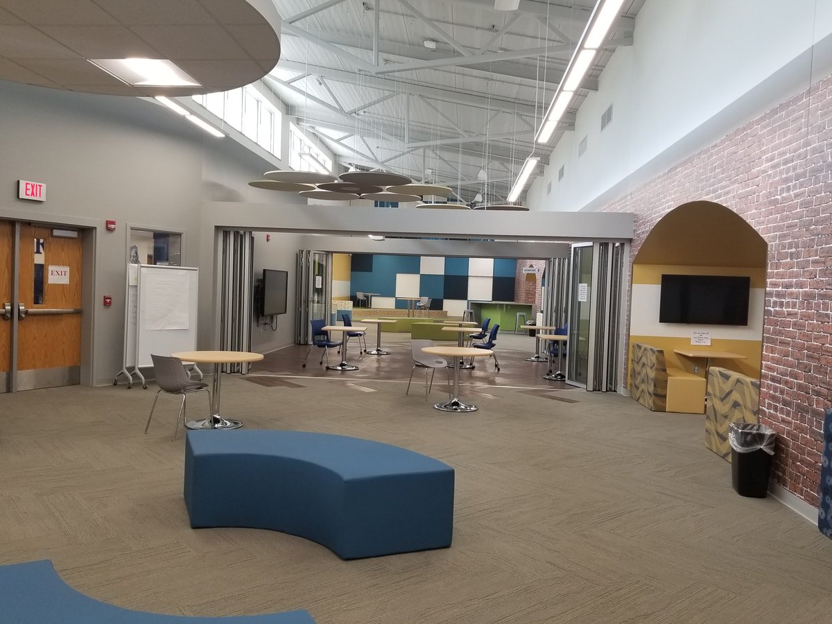 WTHSLMC's tweet image. We had a great start in our new space! Here&apos;s what&apos;s behind those doors! More pics to come of all our collaborative spaces for learning in the LMC. #schoollibrary
#futurelibrary #librarydesign @LaBellaAssociat
