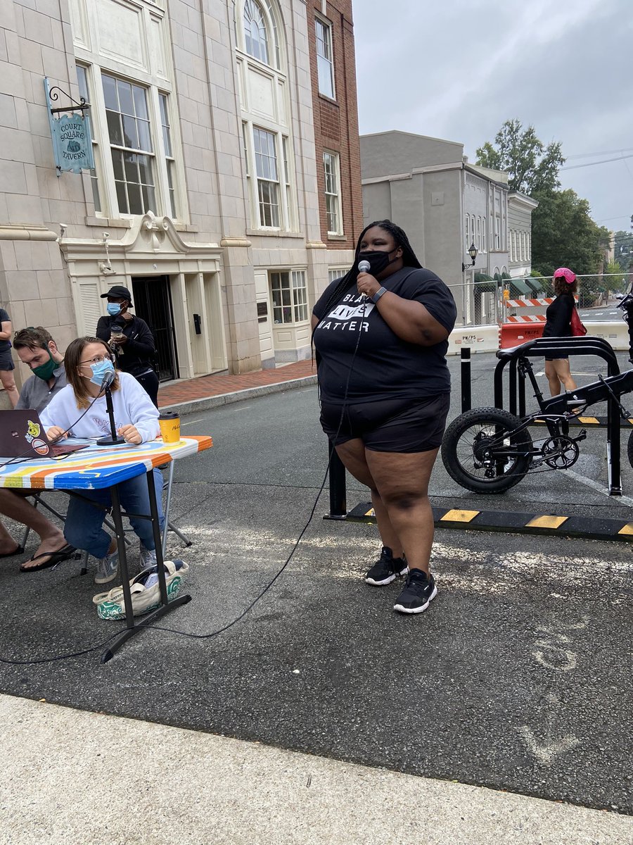  @ZyahnaB with the mic:“were still only taking these small representations of white supremacy down,” she says. we’re making the courthouse LOOK more equitable without reckoning with the institutional racism that takes place inside.