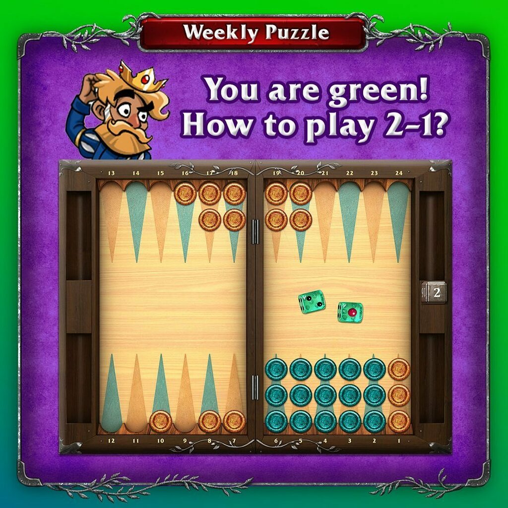 2kbcompany's tweet photo. How to play 2-1 as green?

  #تخته_نرد_آنلاین #backgammon #backgammonmasters #tavli #boardgames #нарды #تختهنرد https://t.co/oaVxvMyST9