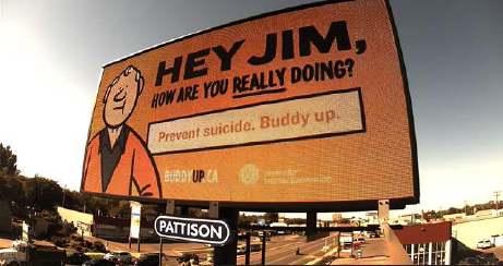 cspyyc's tweet photo. The #BuddyUp billboards are up in Brandon, Manitoba thanks to Champion @brandon_spin and @pattisonoutdoor who donated the ad space! https://t.co/Se33tvnNju