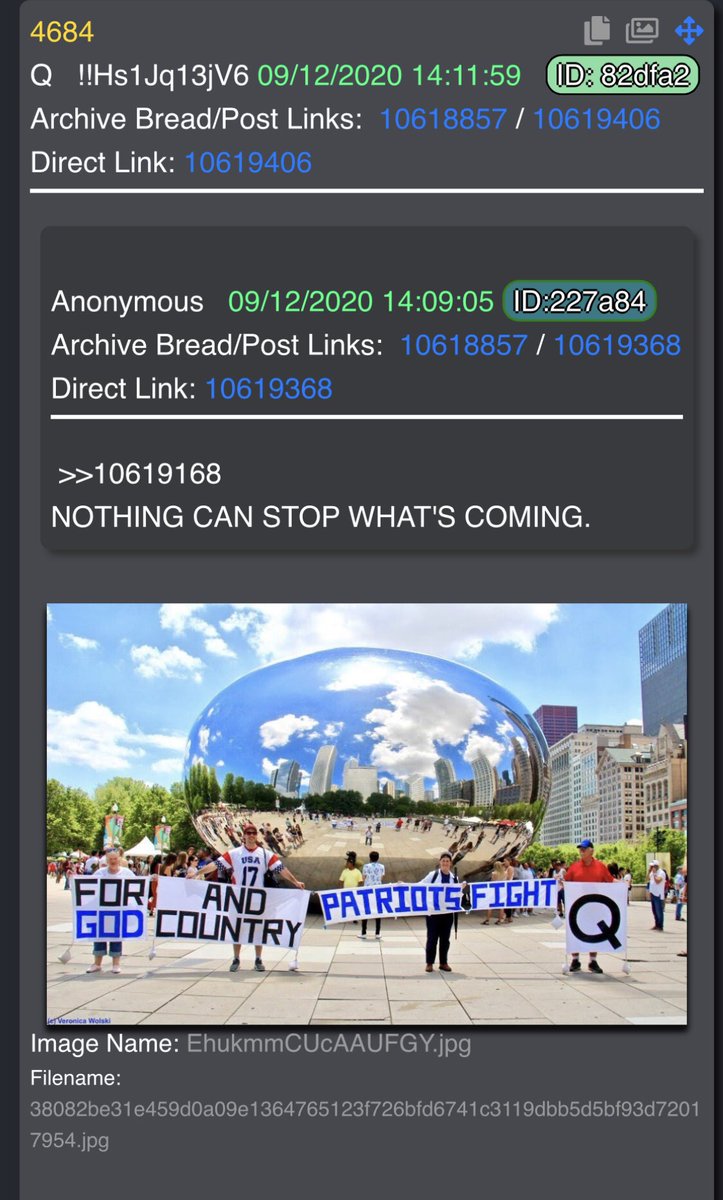 9/12/20  #QAlert Q4684 Anon: NOTHING CAN STOP WHAT'S COMING.