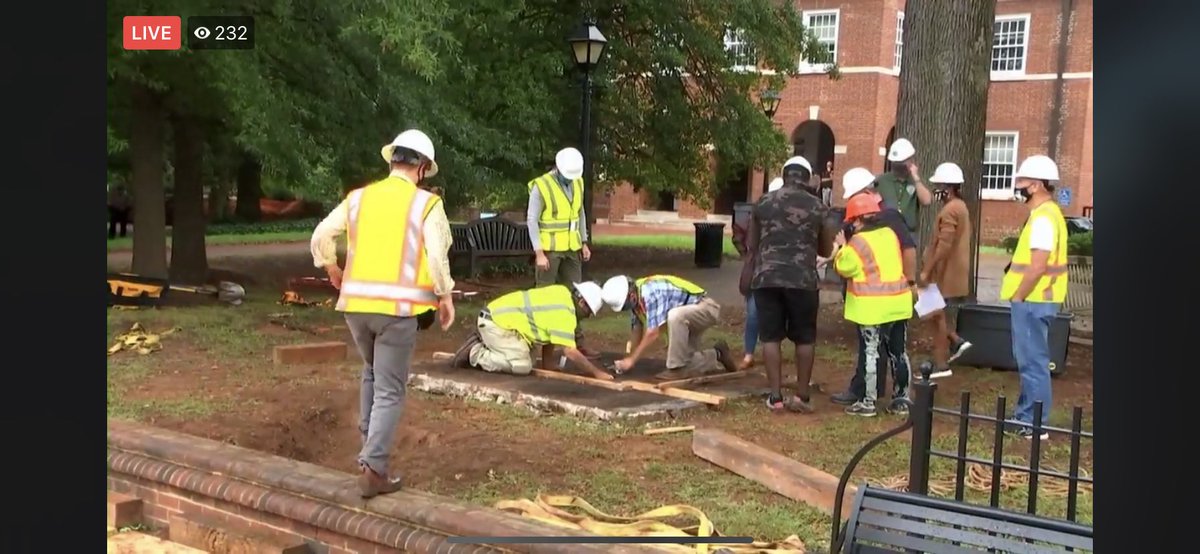 you can sort of see on the county’s livestream the small hollow in the stone base they are reaching into & scooping out confederate juice & pieces of... something