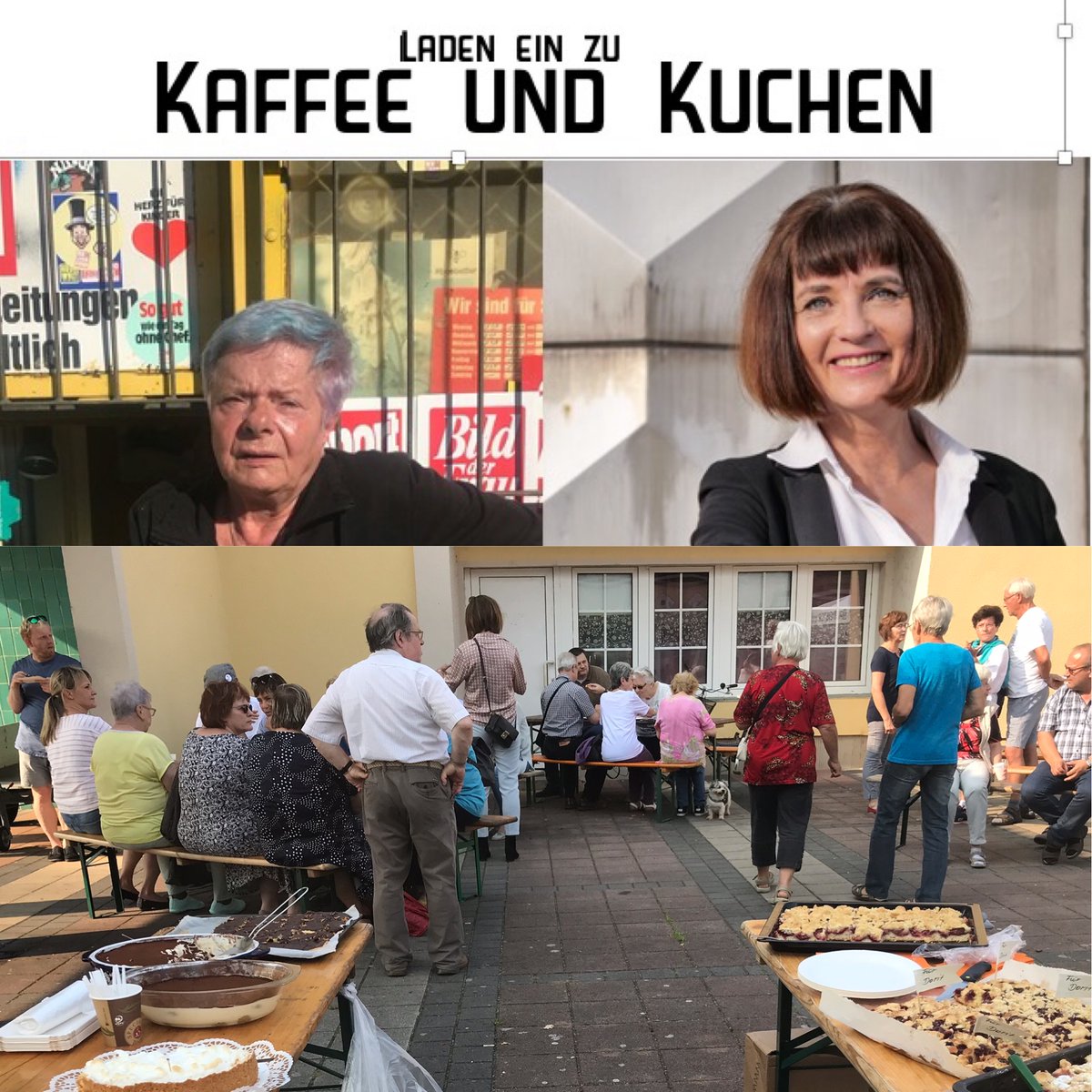 aufnehmen – vereinbaren – umsetzen 
Wahlkampf einmal anders. Auf Einladung von Bärbel und Dorit Informationen zum Programm mit Kaffee und Kuchen bei Musik am WK1 / Zeitungskiosk. 
Danke an Kathrin’s Café. Die stärkste Kraft sind wir, die Bürger! #DoritBaumeister #StadtImAufbruch