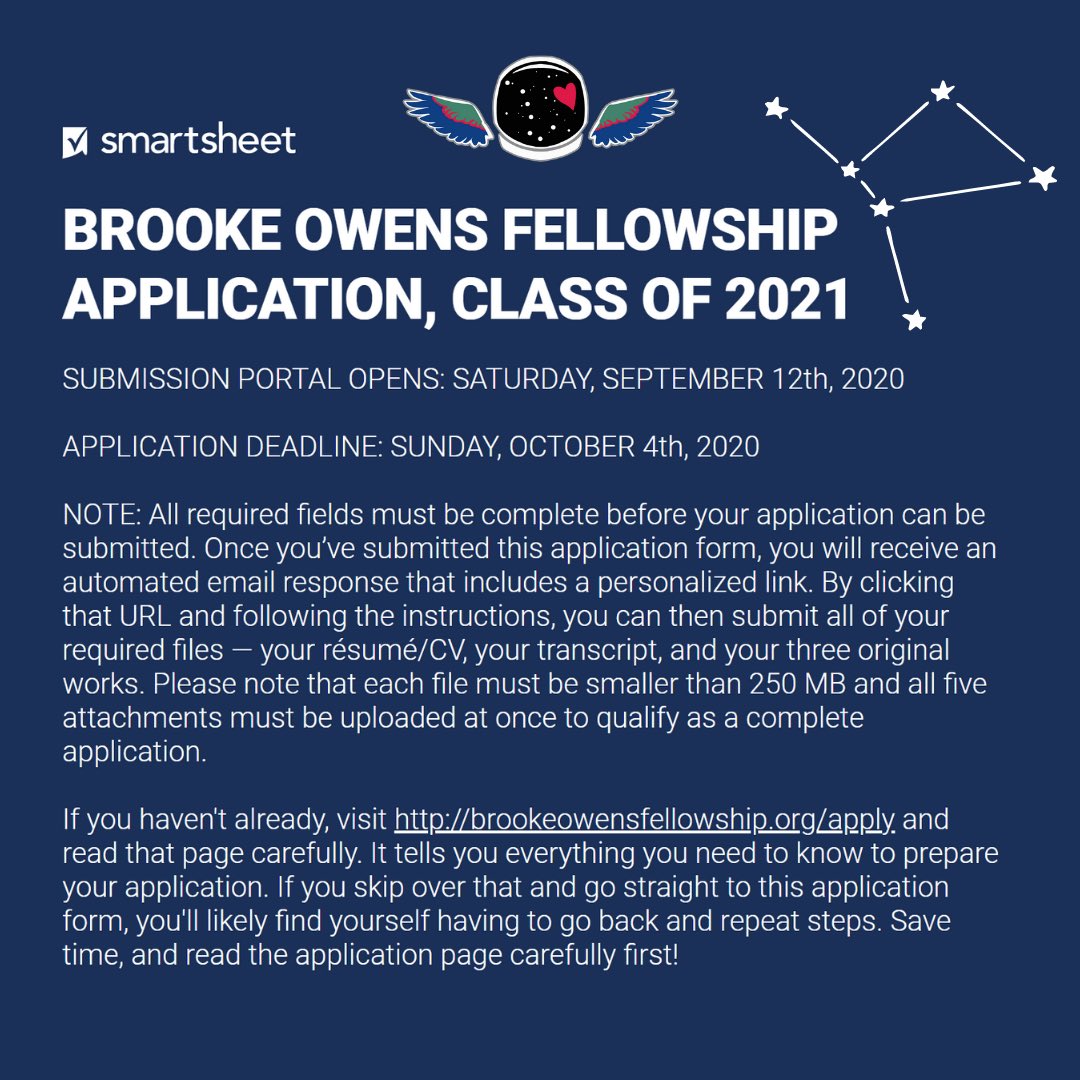 owensfellowship's tweet image. 🚀✨TODAY’S THE DAY! The online application portal for the Brooke Owens Fellowship is now open. Visit brookeowensfellowship.org to apply by October 4th. The anniversary of Dr. @maejemison’s flight to space seemed like the perfect time to open our apps to launch space careers!✨🚀