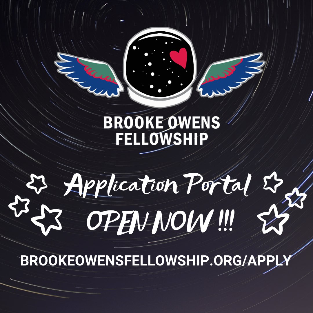 owensfellowship's tweet image. 🚀✨TODAY’S THE DAY! The online application portal for the Brooke Owens Fellowship is now open. Visit brookeowensfellowship.org to apply by October 4th. The anniversary of Dr. @maejemison’s flight to space seemed like the perfect time to open our apps to launch space careers!✨🚀