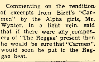 Here's an article from the Daily Gleaner from Nov. 22, 1968 indicating that "reggae" was already shifting to label the music. "If there were any composers of 'The Reggae' present then he would be sure that 'Carmen' would soon be put to the Reggae beat." 7/  https://newspaperarchive.com/entertainment-clipping-nov-22-1968-1963232/