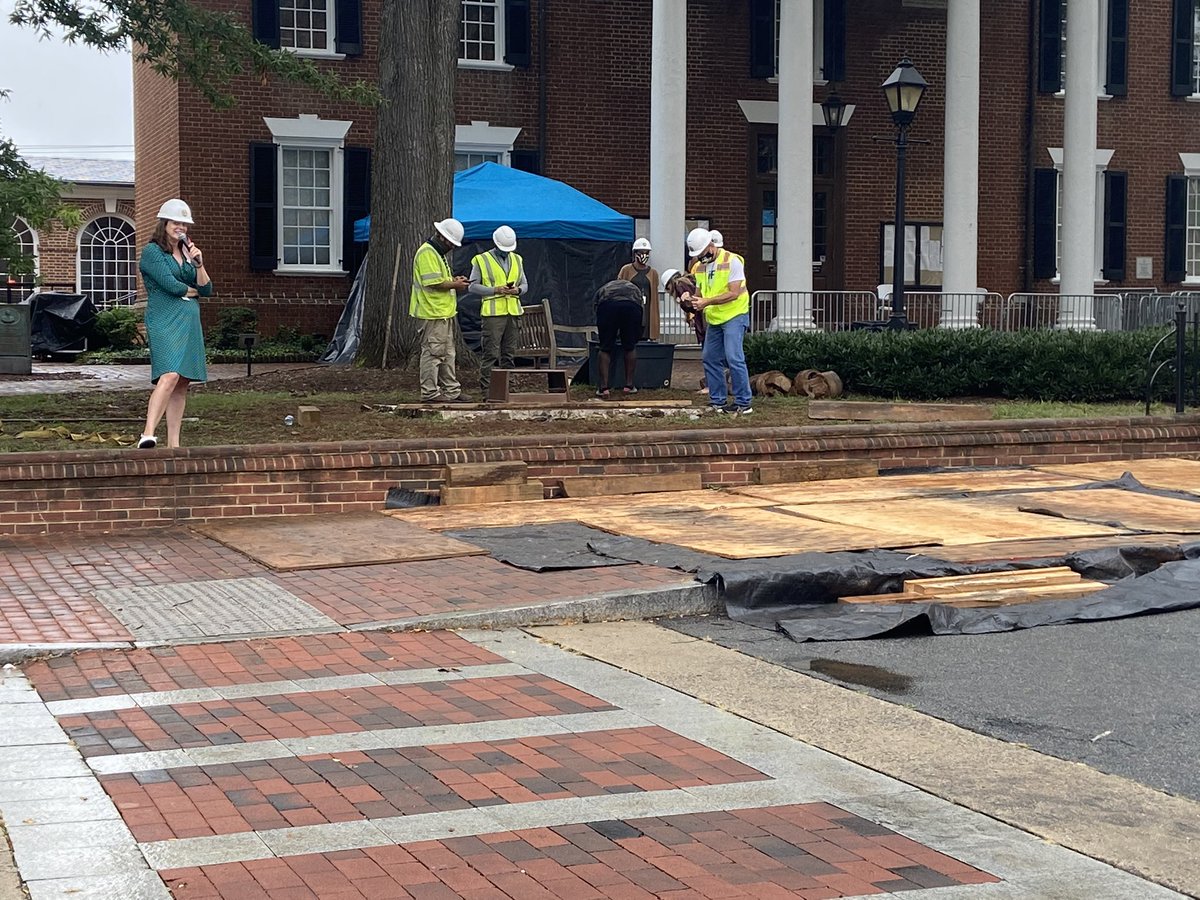 “the garbage can lid on top is not a long term solution,” says emily kilroy, the albemarle county director of communications of the confederate time capsule situation