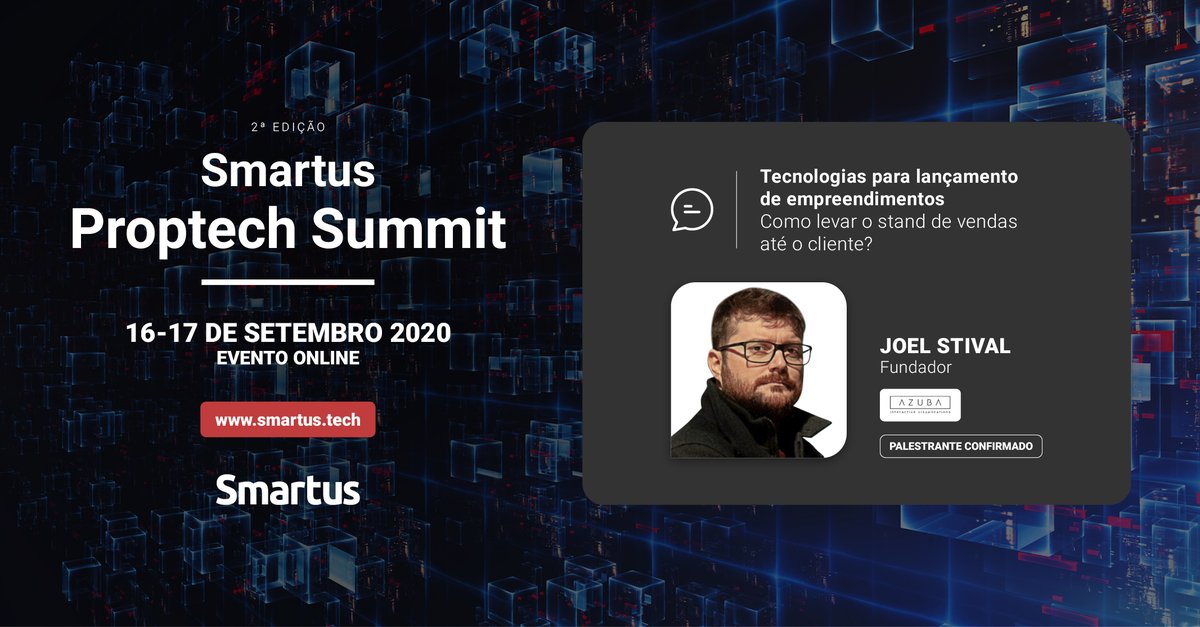 smartusbr's tweet image. Joel Stival, Fundador da AZUBA, apresenta novas tecnologias disponíveis para auxiliar nas vendas de incorporadoras e loteadoras. Participe do Smartus Proptech Summit 2020: bit.ly/spsum20 #SmartusProptechSummit #ProptechSummit #Proptech #Construtech #Contech #SãoPaulo