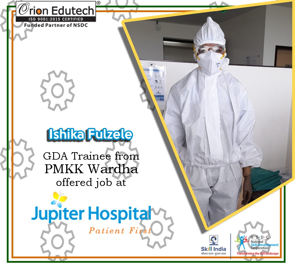 Orionedutech123's tweet photo. Ishika Fulzele was offered job at Jupiter Hospital after completion of skill training in Healthcare Sector from PMKK Wardha. #SaveSkills #SavePMKVY #SavePMKK https://t.co/IA0d5KWLMQ