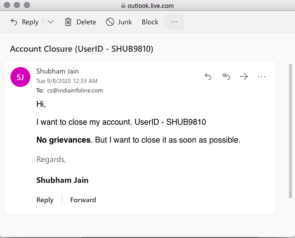 shubham2310's tweet photo. @IIFL_Finance I've raised my request two times through customer support section of the website to close my trading account. I also sent the mail for the same.
PFA screenshot of mail sent to IIFL Customer Care.
Please close the account ASAP. https://t.co/8hGaQZBgwd