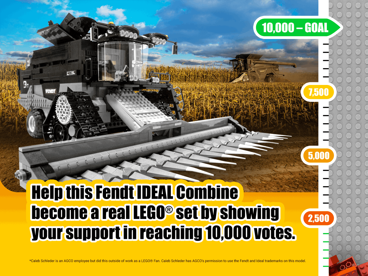 Would you like to build a Fendt IDEAL Combine from LEGO bricks? Now's your chance, but we need your help! The design needs 10,000 support votes by January 2021. Please support and share via the link below.
bddy.me/35wI9KE