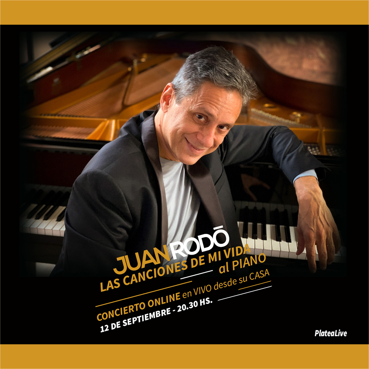 🎵 <a href="/JuanRodoOficial/">Juan Rodo</a> en un recorrido por las canciones que marcaron su vida: tangos, boleros, y los musicales más importantes de su carrera.
🎹Disfrutá de un recital íntimo, hoy a las 20:30hs por #PlateaLive🎶
✨Adquirí tu acceso en bit.ly/33852CO