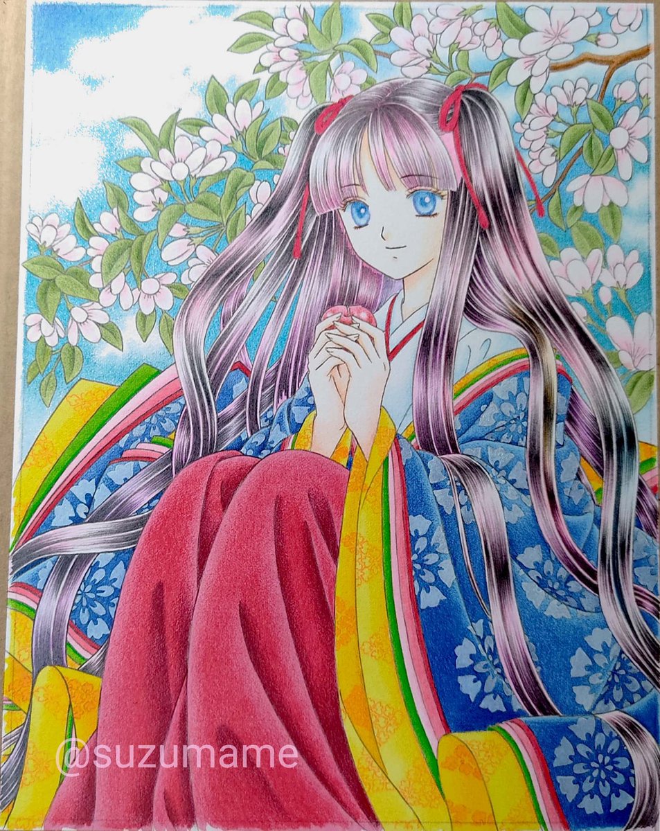 アナログイラスト イラスト進捗 着物柄入ったけれどこのイラストとスキャナーア 鈴豆 まめたん のイラスト アナログイラスト イラスト進捗 着物柄入ったけれどこのイラストとスキャナーア 鈴豆 まめたん のイラスト