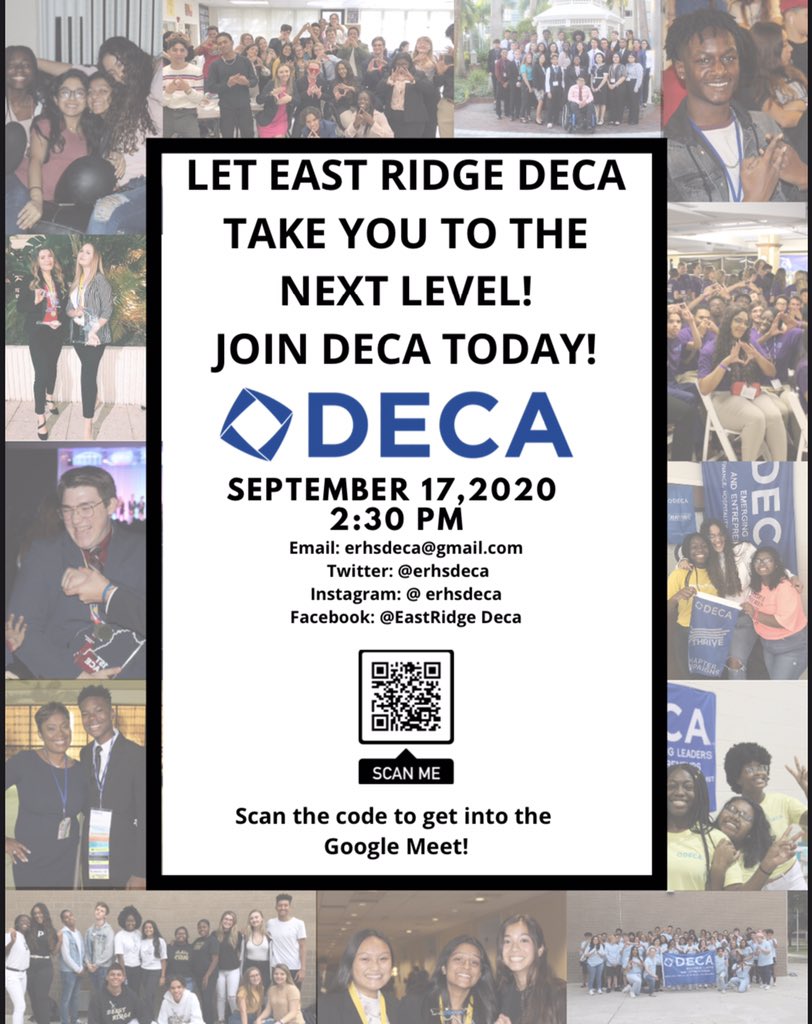 Our first informational meeting is VIRTUAL.  Join us to hear what DECA can do for you.  #nextlevel #erhsdeca <a href="/FloridaDECA/">Florida DECA</a> <a href="/DECAInc/">DECA Inc.</a>