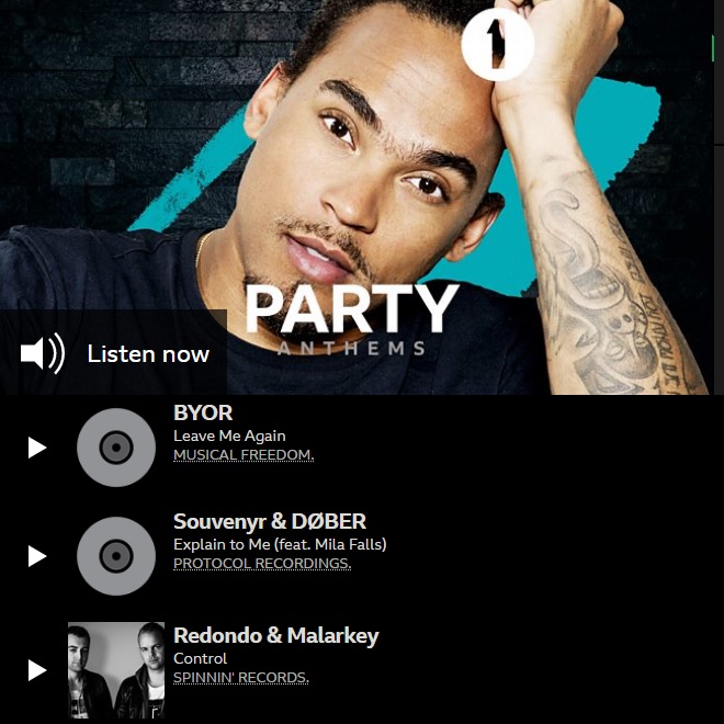 3 plays on @BBCR1 'Party Anthems' last night! Thanks @dev_101 !!
Congrats to @DOBERMUSIC @souvenyrmusic @RedondoMusicNL @byormusic @malarkey 
#R1PartyAnthems