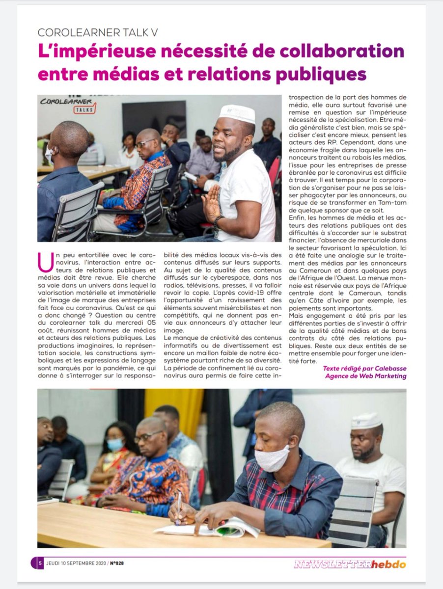 BonasFotio's tweet photo. En Août @JabaSpace j'ai eu le plaisir de participer à la discussion sur les rapports des entreprises/institutions aux médias, dans la gestion des relations publiques (RP). 

Merci #CorolearnerTalks X #ComNews  🙏 https://t.co/RMRXjSk4pK