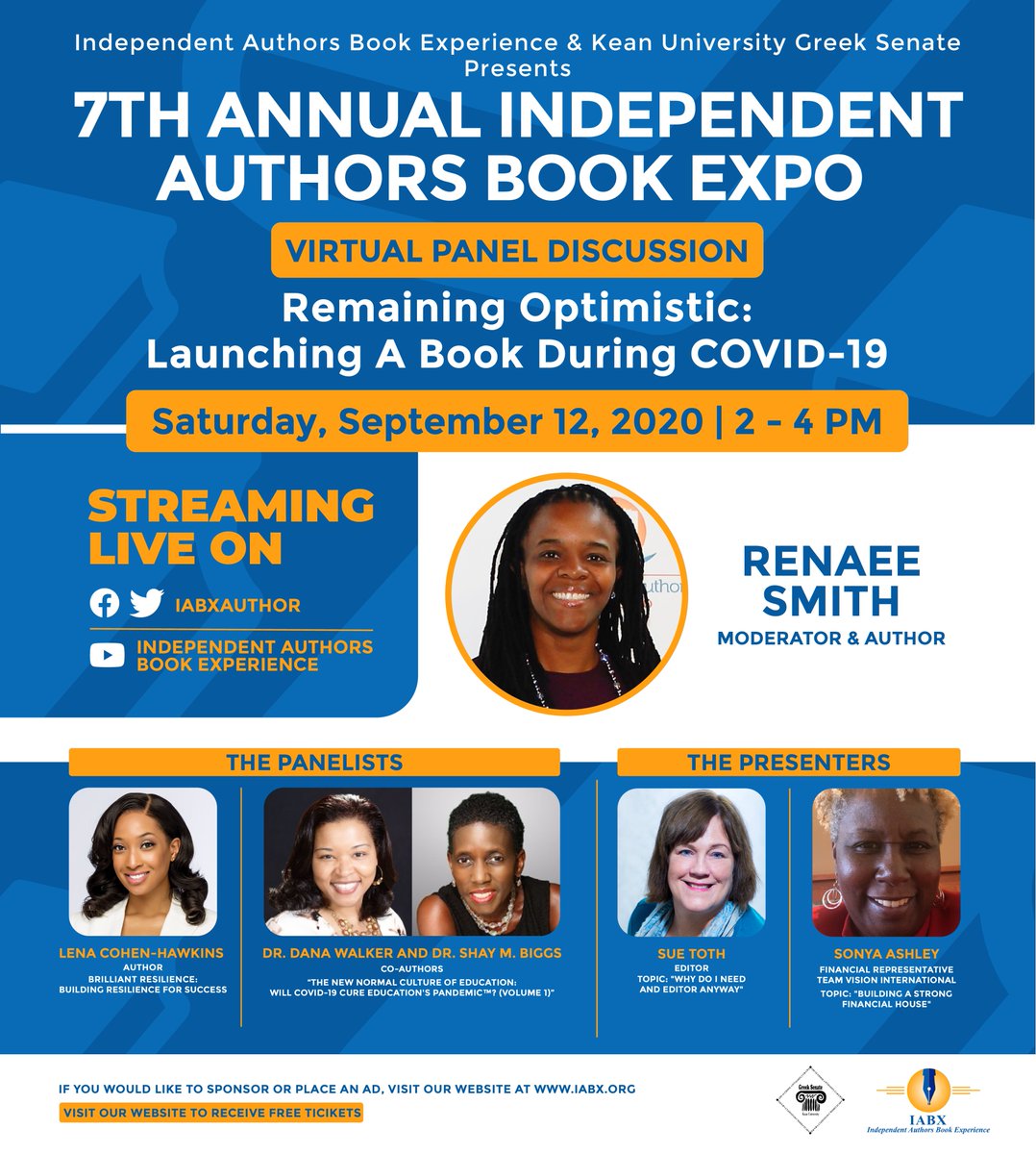Super Saturday Morning!  I am excited to be a part of <a href="/AuthorRenaee/">Author Renaee Smith</a> 7th annual book expo. Virtual gatherings are still prevailing right now. Join us. I will be a part of the live panel @ 2:30 <a href="/IABXAuthor/">Independent Authors Book Experience</a> @DrSharBiggs #independentauthors #writingtips